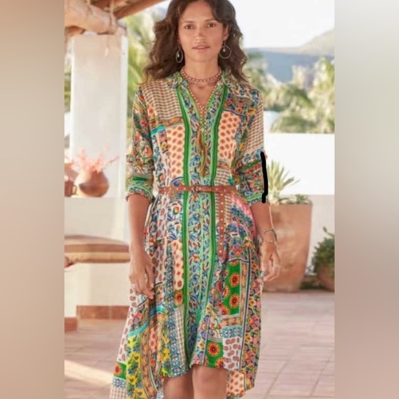 Johnny Was Diskana Dena Multicolor Patchwork Slip dress, NWOT - Picture 1 of 15